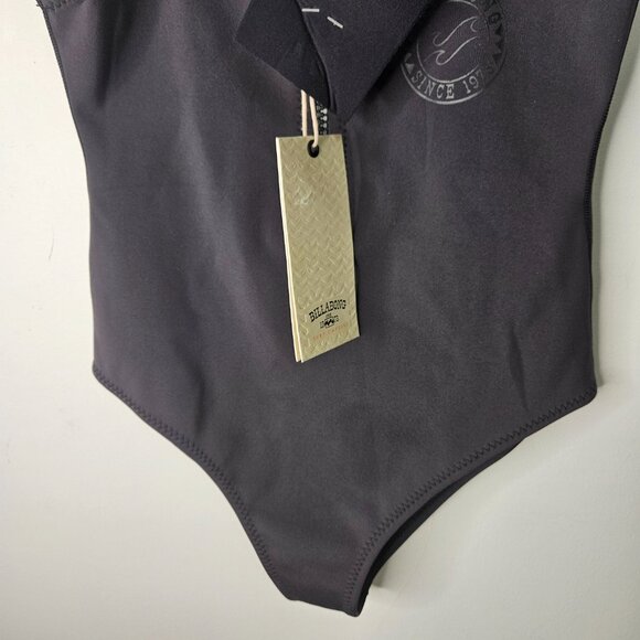 Billabong Way Back One Piece Surf Neoprene Zip Swimsuit Sz M Black - Picture 8 of 11